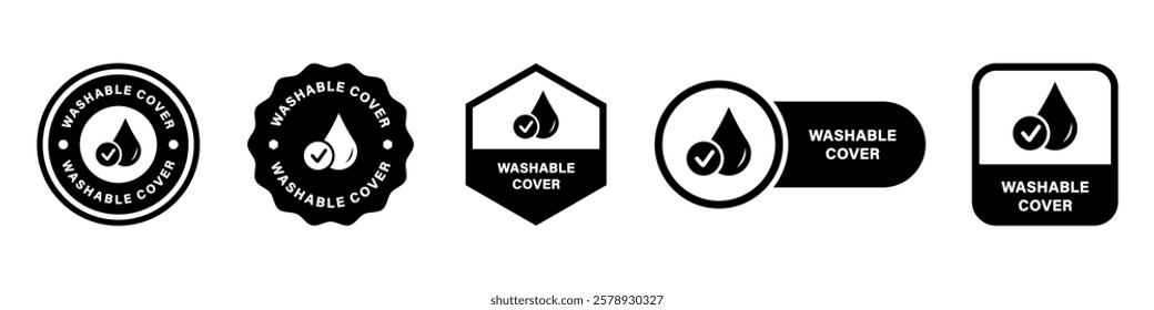 Washable Cover - vector signs for product labeling.