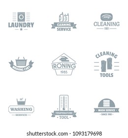 Washable logo set. Simple set of 9 washable vector logo for web isolated on white background