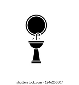 Washbasin black icon, vector sign on isolated background. Washbasin concept symbol, illustration 
