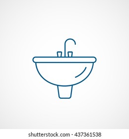 Washbasin Blue Line Icon On White Background
