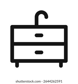 ícone da UI do armário lavatório, armário do dissipador do banheiro símbolo vetor da interface de usuário da linha simples