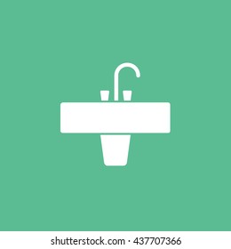 Washbasin Flat Icon On Green Background