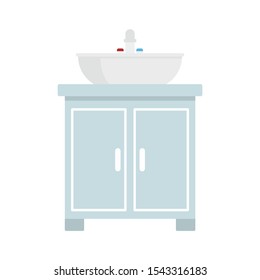 Washbasin flat icon. Vector washbasin in flat style isolated on white background. Element for web, game and advertising