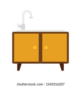 washbasin flat icon. Vector washbasin in flat style isolated on white background. Element for web, game and advertising