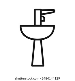 icono del lavabo signo de Vector blanco y negro