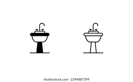 Diseño de iconos de lavabo con ilustración de fondo blanco