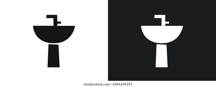 washbasin icon linear graphics set vector in black