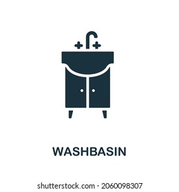 Washbasin icon. Monochrome sign from bathroom collection. Creative Washbasin icon illustration for web design, infographics and more