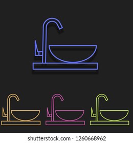 Washbasin icon in multi color. Simple outline vector of Bathroom set icons for UI and UX, website or mobile application