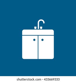 Washbasin Icon On Blue Background