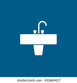 Washbasin Icon On Blue Background