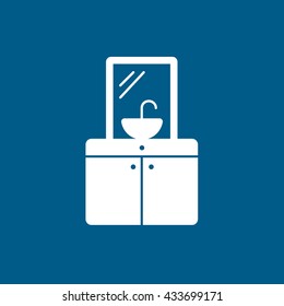 Washbasin Icon On Blue Background