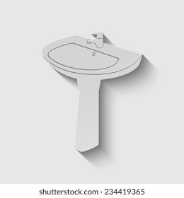 Washbasin icon with shadow on a grey background