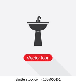 Washbasin Icon Vector Illustration In Flat Style Eps10