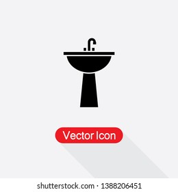 Washbasin Icon Vector Illustration In Flat Style Eps10