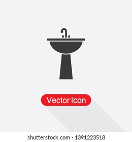 Washbasin Icon Vector Illustration In Flat Style Eps10