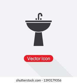 Washbasin Icon Vector Illustration In Flat Style Eps10