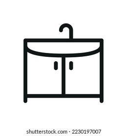 Washbasin isolated icon, bathroom furniture outline vector icon with editable stroke