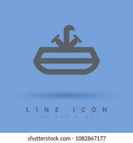 Washbasin minimal vector icon. Sink with water tap flat line icon for websites and mobile minimalistic flat design.