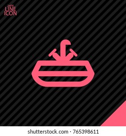Washbasin minimal vector icon. Sink with water tap flat line icon for websites and mobile minimalistic flat design.