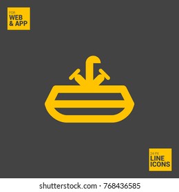 Washbasin minimal vector icon. Sink with water tap flat line icon for websites and mobile minimalistic flat design.