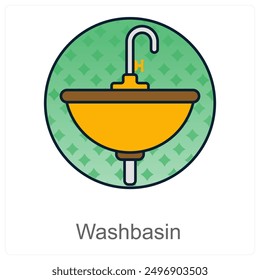 Washbasin and sink icon concept