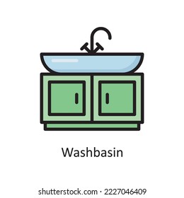 Washbasin Vector Filled Outline Icon Design illustration. Housekeeping Symbol on White background EPS 10 File