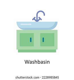 Washbasin Vector Flat Icon Design illustration. Housekeeping Symbol on White background EPS 10 File