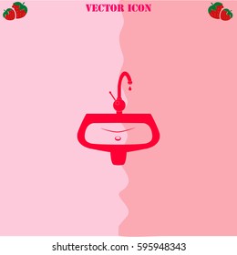 Washbasin vector  icon. Strawberry Background.