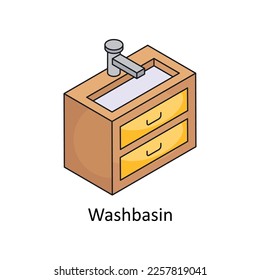 Washbasin Vector Isometric Filled Outline icon for your digital or print projects.