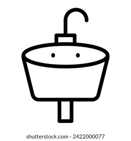 Washbasin Vector Line Icon Design
