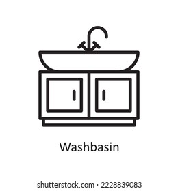 Washbasin Vector Outline Icon Design illustration. Housekeeping Symbol on White background EPS 10 File