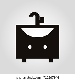 Washbasin or washstand isolated flat vector icon