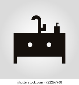 Washbasin or washstand isolated flat vector icon