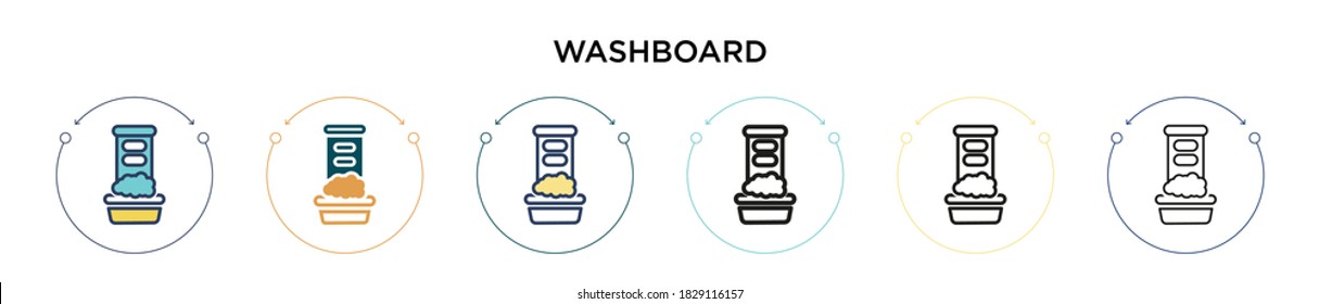 Washboard icon in filled, thin line, outline and stroke style. Vector illustration of two colored and black washboard vector icons designs can be used for mobile, ui, web