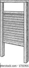 Washboard illustration, drawing, engraving, ink, line art, vector