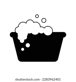 Washbowl with bubbles icon design. Basin, isolated on white background. vector illustration