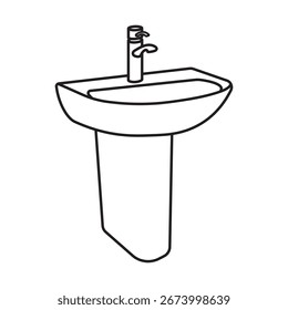 Washbowl editable stroke. Vector outline icon isolated on white background. Basin symbol illustration EPS 10.