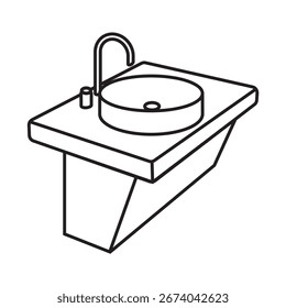 Washbowl editable stroke. Vector outline icon isolated on white background. Basin symbol illustration EPS 10.
