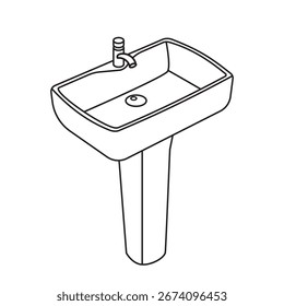 Washbowl editable stroke. Vector outline icon isolated on white background. Basin symbol illustration EPS 10.