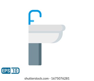 washbowl icon on white background vector illustration. Flat style icon can be used for web, mobile, ui. EPS 10
