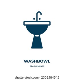 washbowl vector icon. washbowl, water, hygiene filled icons from flat spa elements concept. Isolated black glyph icon, vector illustration symbol element for web design and mobile apps svg