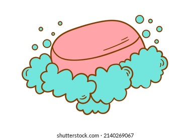 Washcloth with foam. Vector illustration