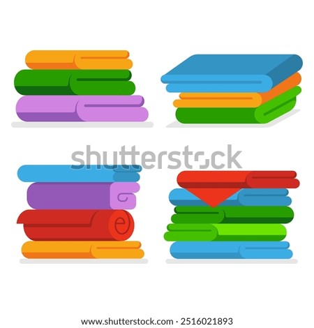 Washcloths vector cartoon set isolated on a white background.