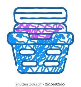 washed clean clothes in basket doodle icon sketch vector. washed clean clothes in basket sign. isolated symbol illustration