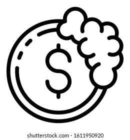 Washed coin icon. Outline washed coin vector icon for web design isolated on white background