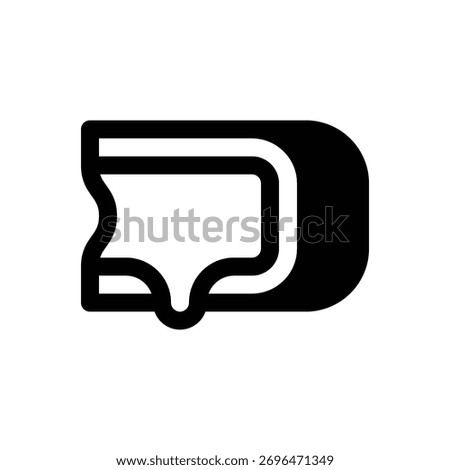 Washed rind cheese. Outlined stroke vector icon with black-filled details.
