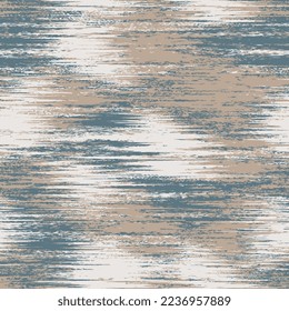 Washed vector blurry wavy ikat seamless pattern. Aquarelle effect boho fashion fabric for coastal nautical stripe wallpaper background. Stripe with blurry gradient tileable swatch.