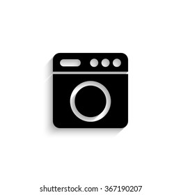 Washer - black vector icon  with shadow