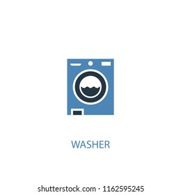Washer concept 2 colored icon. Simple blue element illustration. Washer concept symbol design from Cleaning set. Can be used for web and mobile UI/UX
